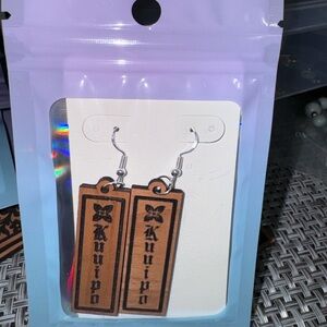 Handmade Hawaiian “Ku’uipo” (Sweetheart) Laser cut Cherry Wood Earrings